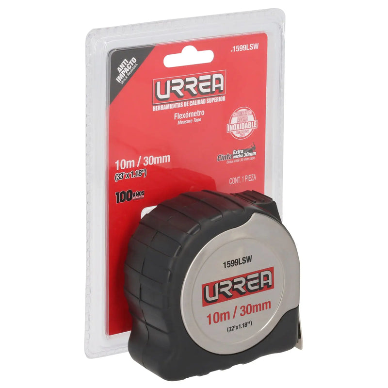 Flexómetro URREA 1599LSW 10 m x 30 mm Doble Vista
