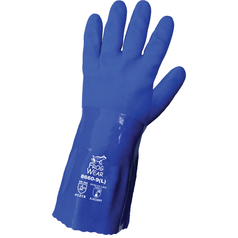 Guantes Resistentes a Químicos PVC Triple Capa 12" Corte A1 — Global Glove FrogWear 8660
