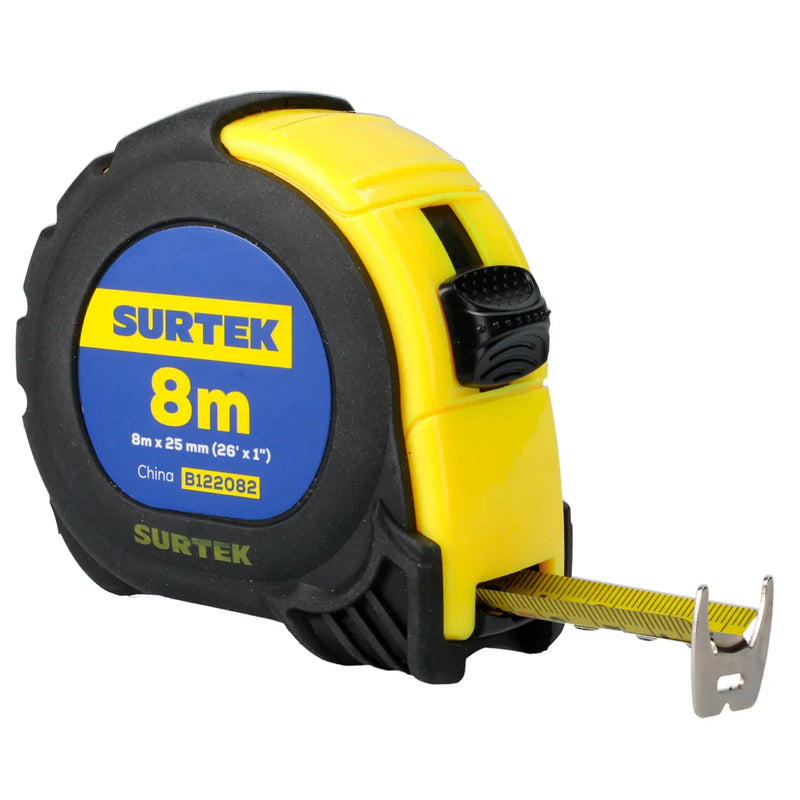 Flexómetro Anti-Impacto 8m x 25mm con Doble Gancho e Imán - SURTEK B122082