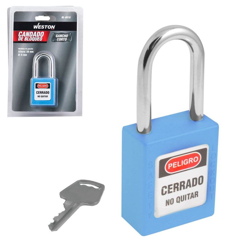 Weston Candado de Bloqueo LOTO nailon cuerpo 38x45mm, 6 colores disponibiles