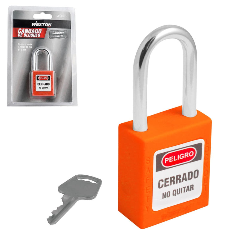 Weston Candado de Bloqueo LOTO nailon cuerpo 38x45mm, 6 colores disponibiles