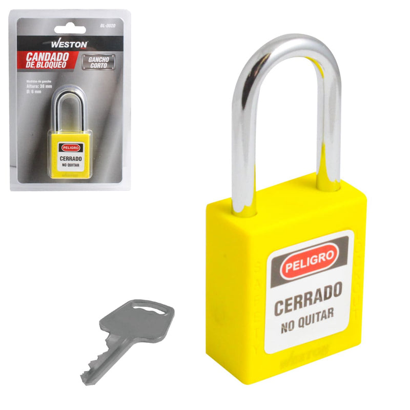 Weston Candado de Bloqueo LOTO nailon cuerpo 38x45mm, 6 colores disponibiles