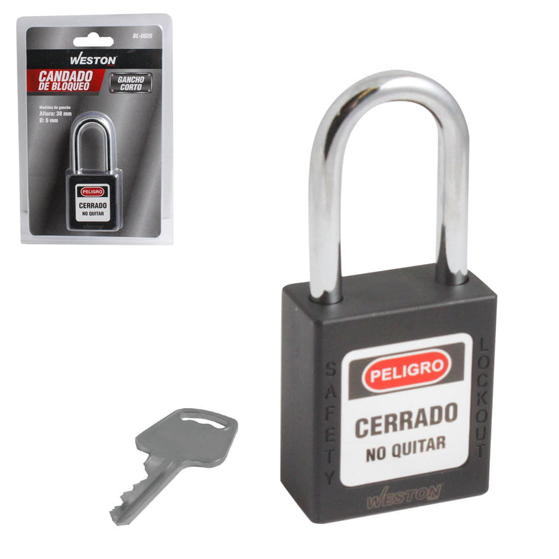 Weston Candado de Bloqueo LOTO nailon cuerpo 38x45mm, 6 colores disponibiles