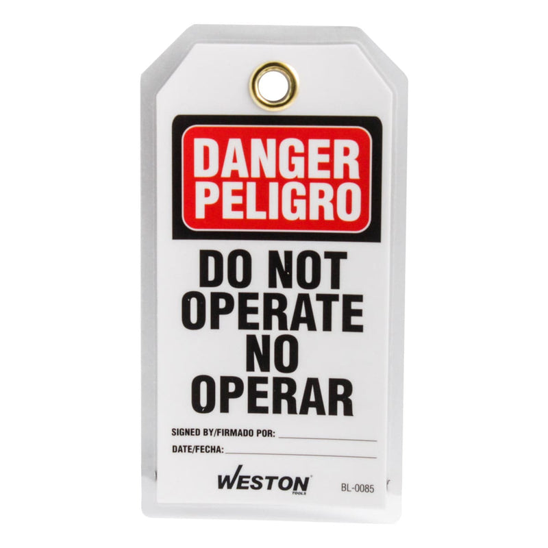 Etiquetas de Bloqueo LOTO "Peligro" PVC 70 x 140 mm — Weston BL-0085