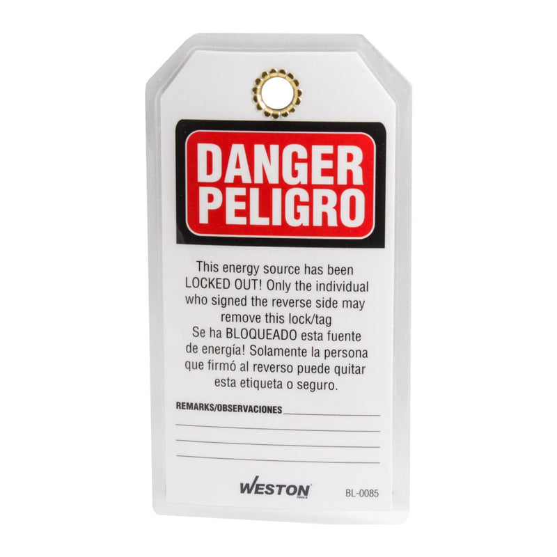 Etiquetas de Bloqueo LOTO "Peligro" PVC 70 x 140 mm — Weston BL-0085