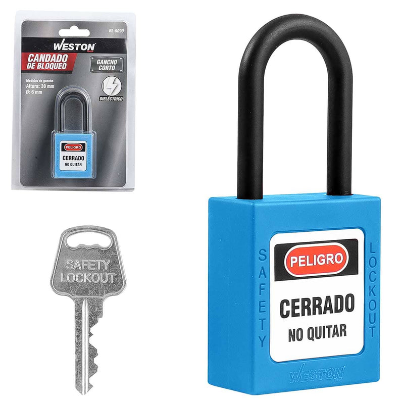 Weston Candado de Bloqueo Dieléctrico LOTO Nailon 38mm, 5 Colores