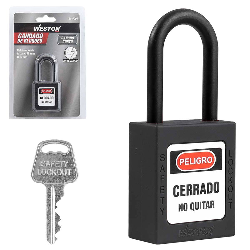 Weston Candado de Bloqueo Dieléctrico LOTO Nailon 38mm, 5 Colores