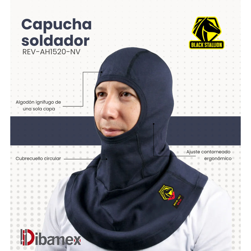 Capucha para soldador Resistente a la flama y Arco Electrico 12 Cal - Black Stallion AH1520-NV