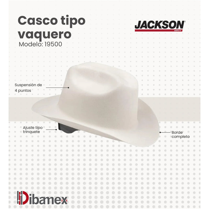 Casco de Seguridad Western Tipo Vaquero Blanco - Jackson Safety 19500