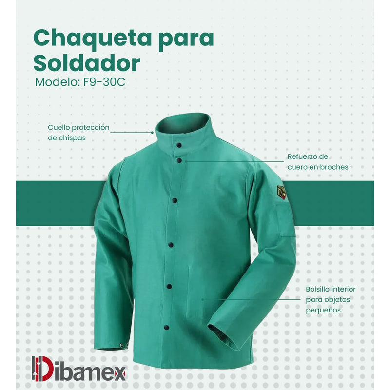 Chaqueta Para Soldador Verde TruGuard Black Stallion F9-30C