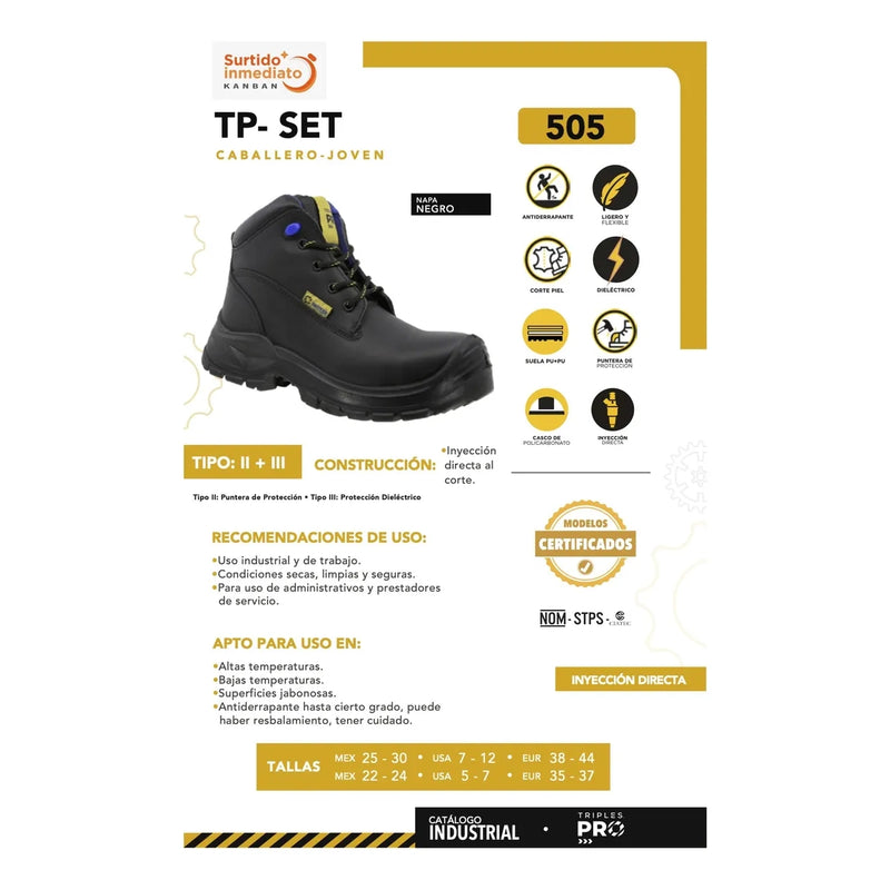 Bota de Seguridad Industrial Dieléctrica Triples Pro Set 505