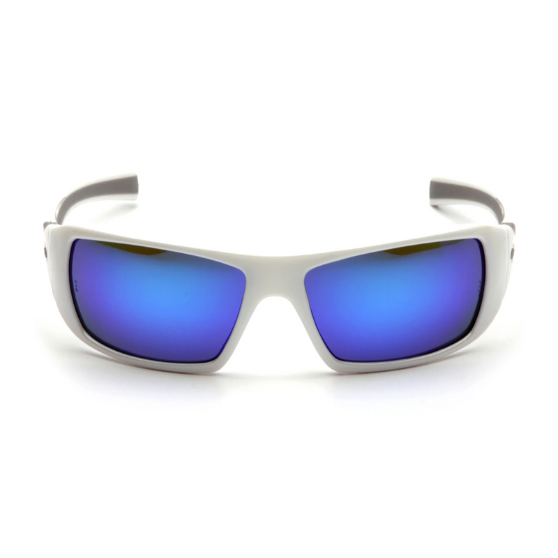 Lentes de Seguridad GOLIATH Azul Hielo Espejo Marco Blanco - Pyramex SW5665D - DIBAMEX