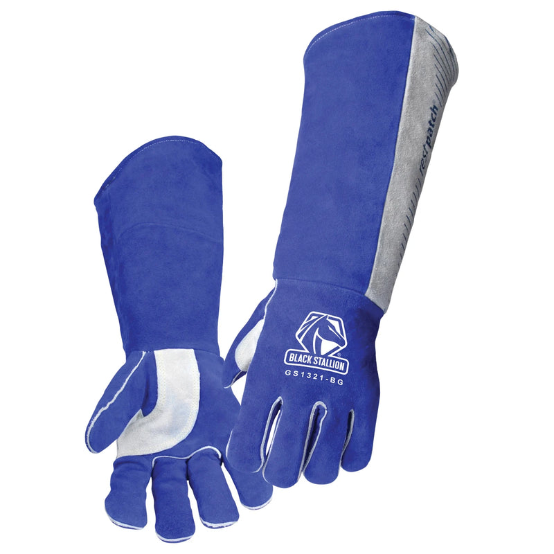 Guantes para Soldadura de Varilla en Carnaza 21" con RestPatch — Black Stallion GS1321-BG