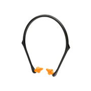 Diadema auditiva Pyramex BP3000 con banda negra tipo cuello y tapones naranja sobre fondo blanco - DIBAMEX