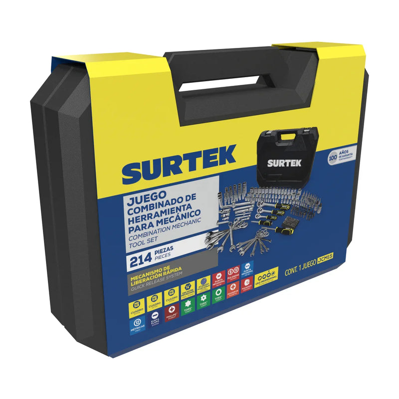 Juego Combinado de Herramientas SURTEK JCM1S 214 Piezas con Estuche