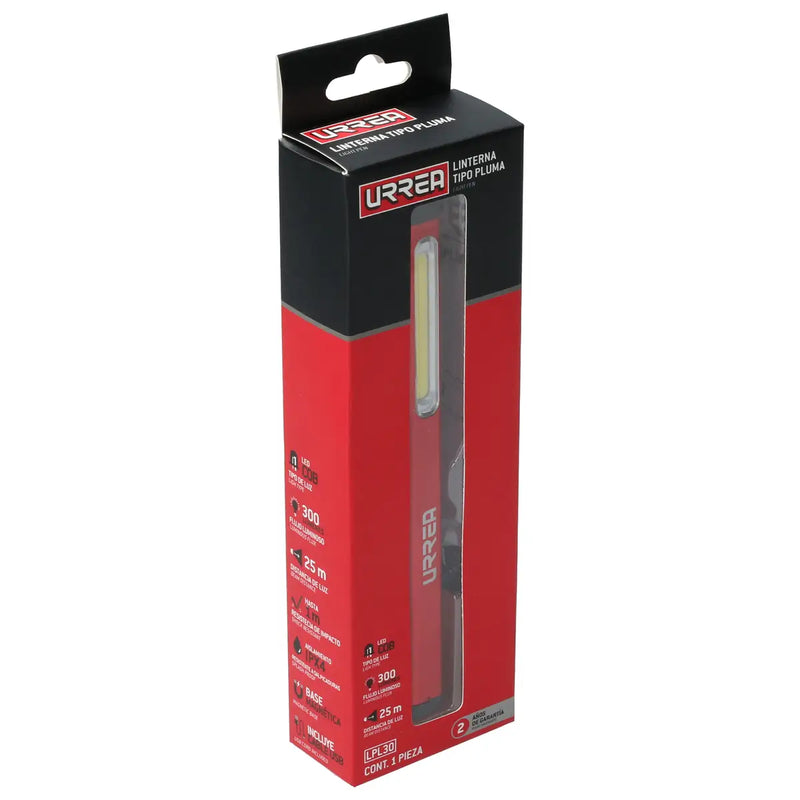 Linterna Tipo Pluma URREA LPL30 Recargable 300 Lúmenes