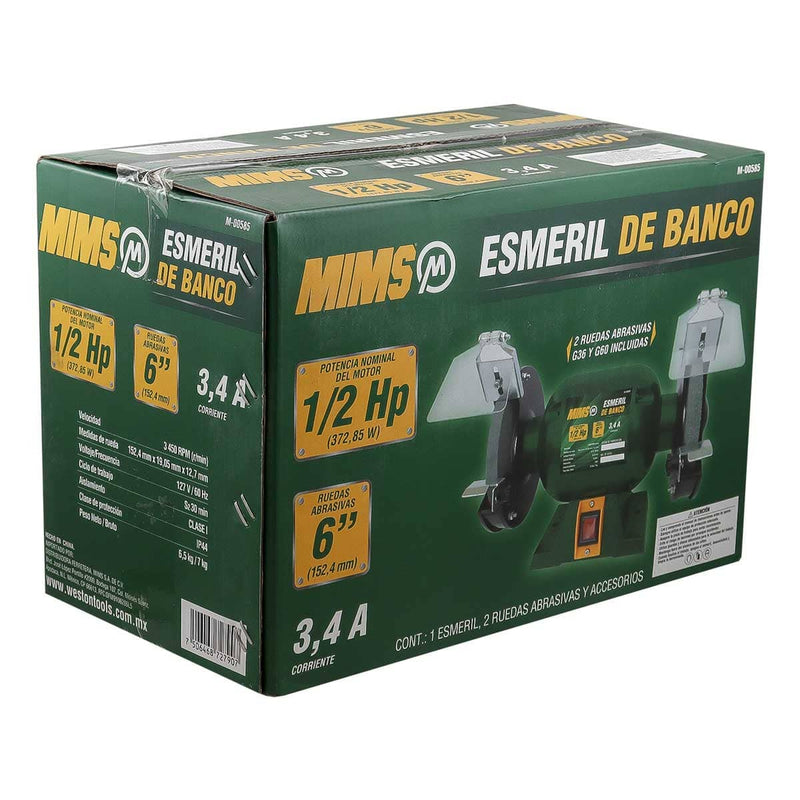 Esmeriladora de Banco 6" 1/2 Hp 3,450 RPM —  MIMS / Weston M-00585