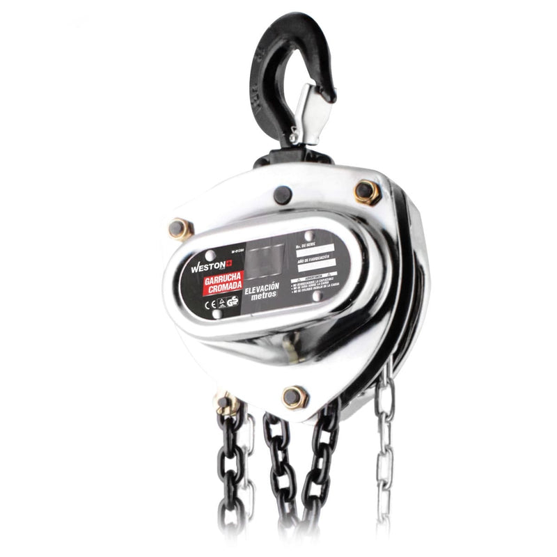 Garrucha Cromada Manual 2 T Cadena 6m - Weston Plus M-01310