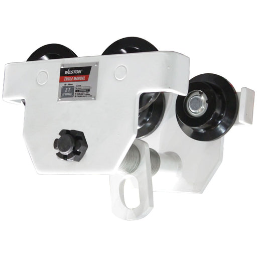 Trole manual Weston M-01710 blanco con ruedas negras y placa Trole Manual, sobre fondo blanco - DIBAMEX