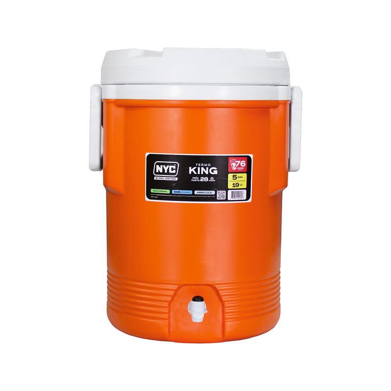 Termo King 5 Galones 19 L Naranja Polietileno Doble Pared —  NYC-0160-N
