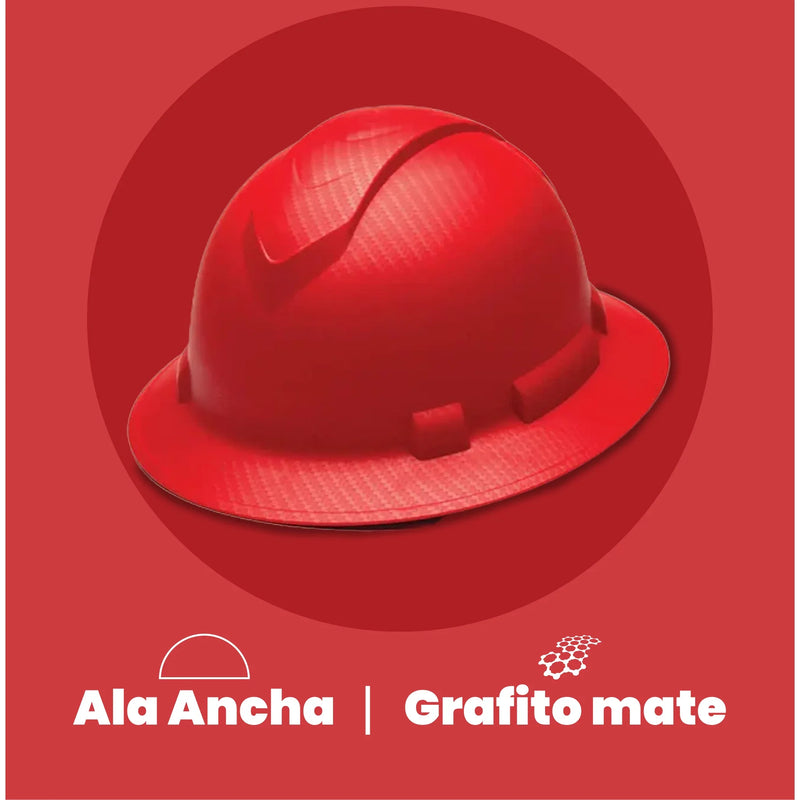 Casco de Seguridad RIDGELINE Ala Ancha Rojo Grafito Mate- Pyramex HP54121