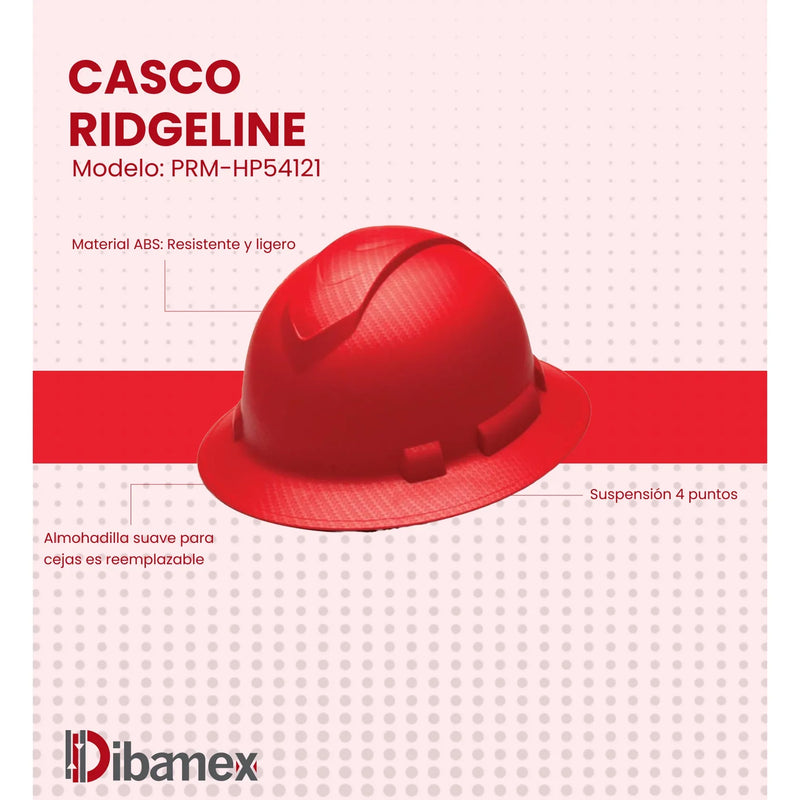 Casco de Seguridad RIDGELINE Ala Ancha Rojo Grafito Mate- Pyramex HP54121