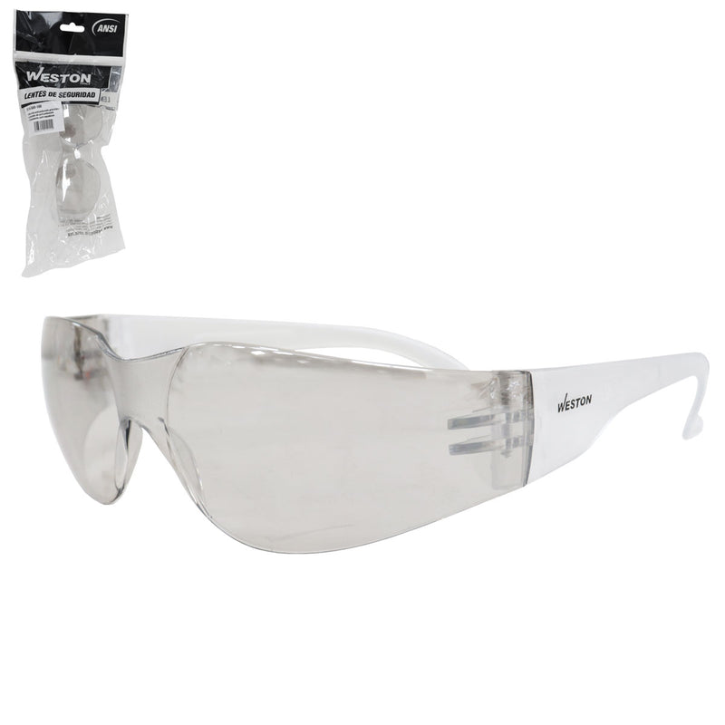 Lentes de Seguridad PC Clara Interior/Exterior Anti-Rayaduras ANSI — Weston ST-6-500-100