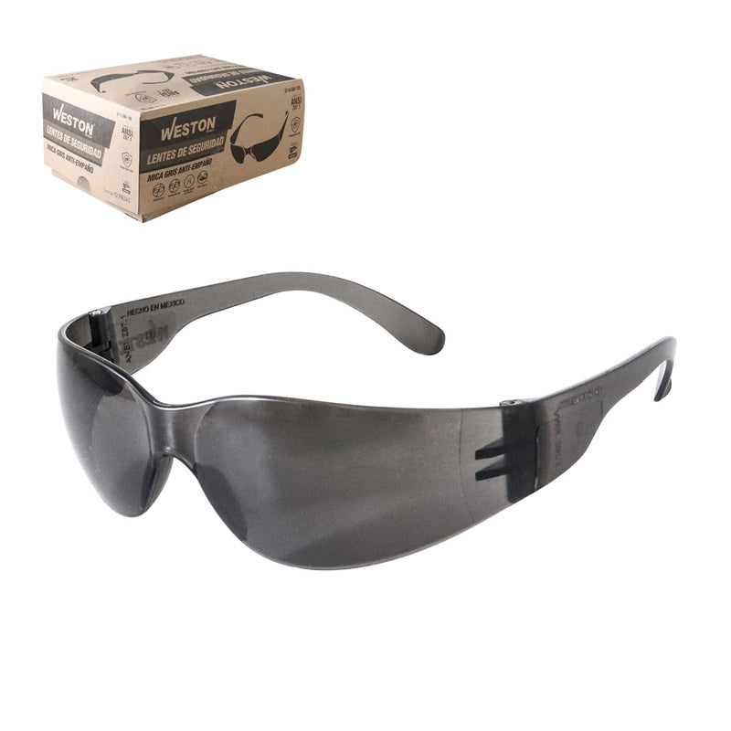 Lentes de Seguridad Gris Antiempañante Anti-Rayaduras ANSI — Weston ST-6-500-105