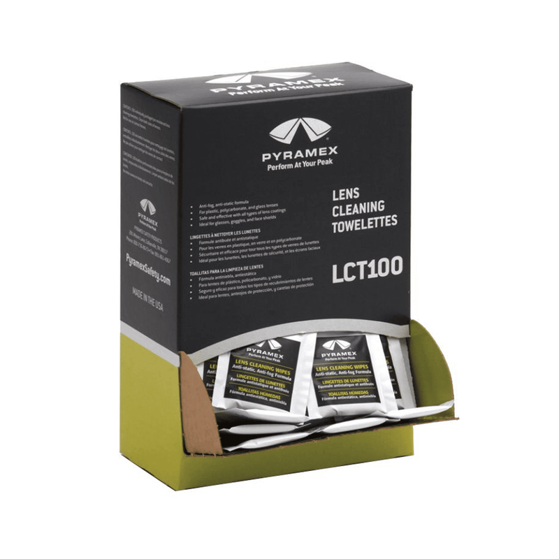 Toallitas Limpiadoras de Lentes Pyramex LCT100 | Empaque Individual | Caja con 100