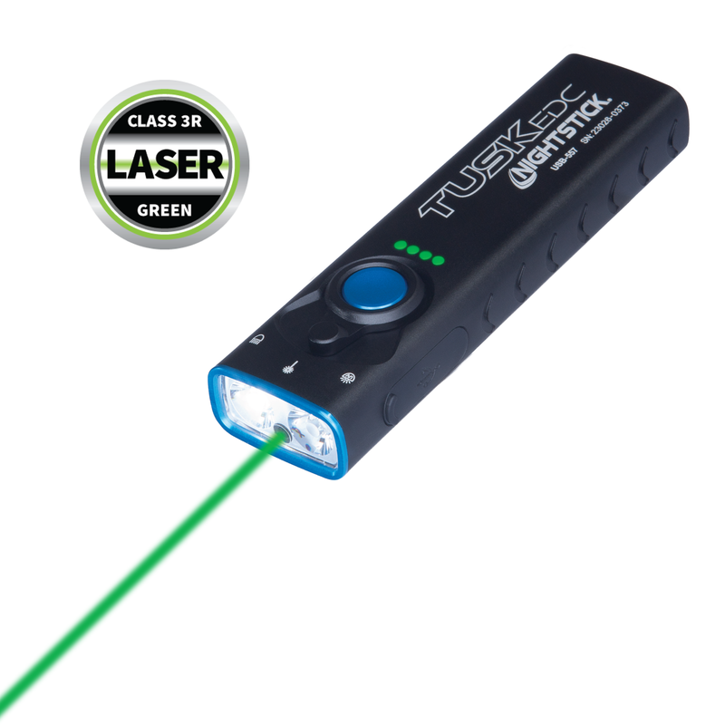 Linterna EDC Recargable USB-C 700 Lúmenes Láser Verde y Luz UV — Nightstick USB-557 TUSK