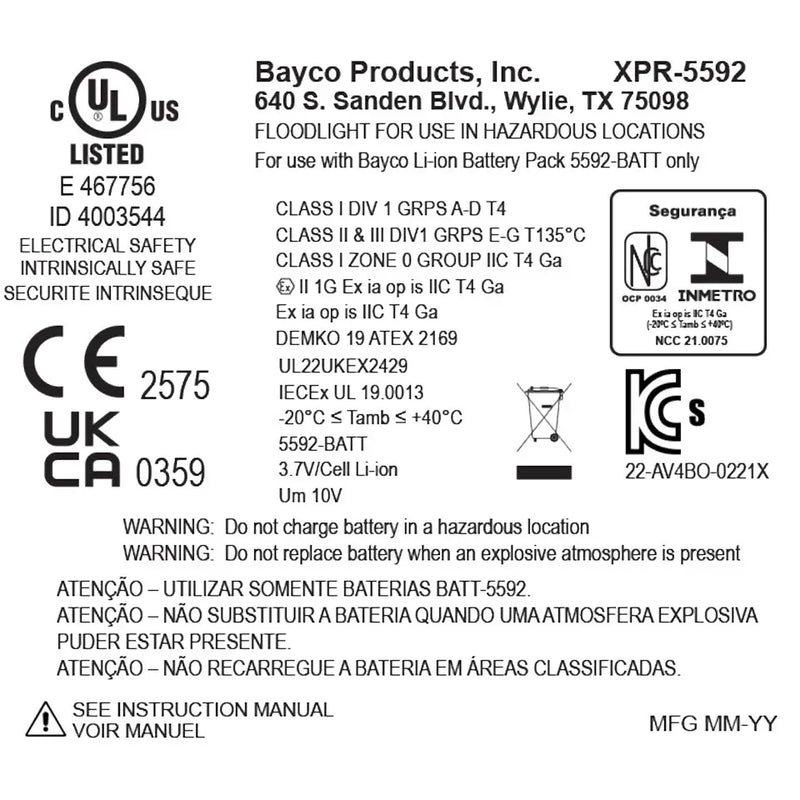 Luminaria Recargable Nightstick XPR-5592GX con Base Magnética y Estuche | Zona 0 Intrínsecamente Segura