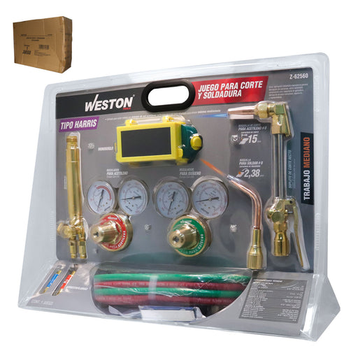Juego para corte y soldadura Weston Z-62560 con reguladores, sopletes y mangueras en blíster - DIBAMEX