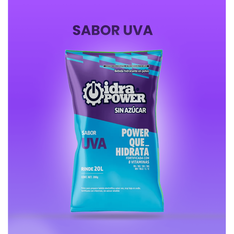 Bebida Hidratante Idrapower Sin Azúcar, 200gr - Rinde 20 Litros - Sabor a Seleccionar - DIBAMEX