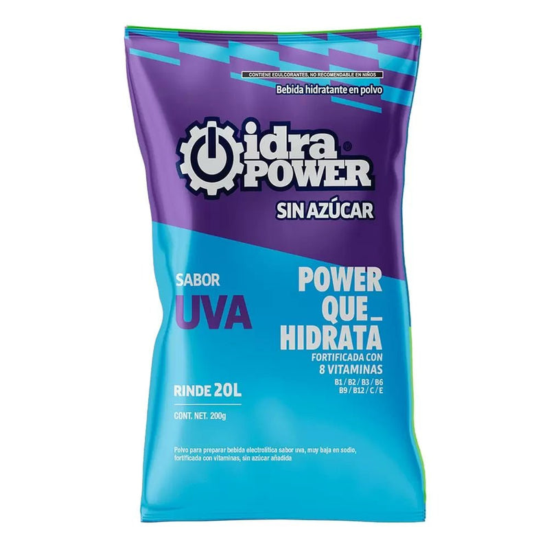 Bebida Hidratante Idrapower Sin Azúcar, 200gr - Rinde 20 Litros - Sabor a Seleccionar - DIBAMEX