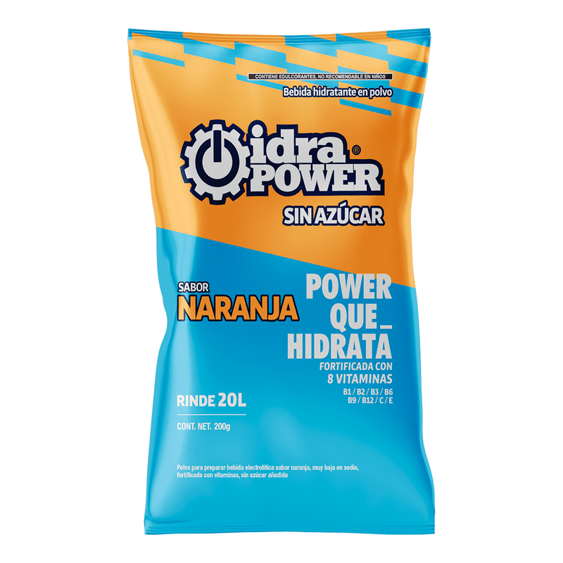 Bebida Hidratante Idrapower Sin Azúcar, 200gr - Rinde 20 Litros - Sabor a Seleccionar - DIBAMEX