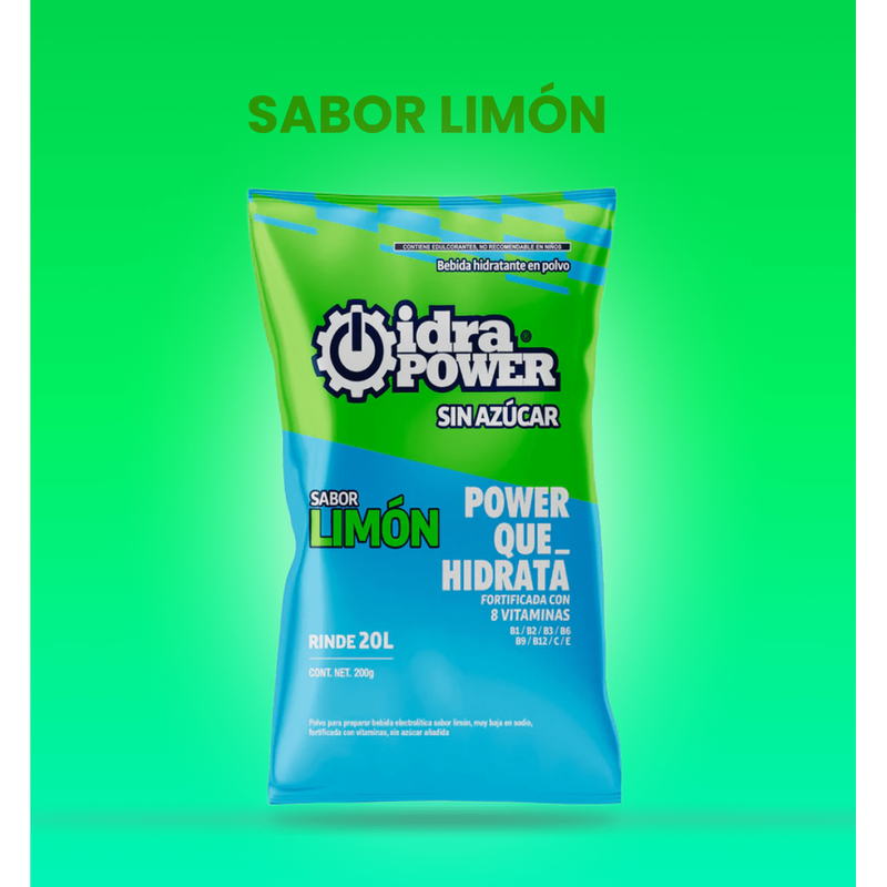 Bebida Hidratante Idrapower Sin Azúcar, 200gr - Rinde 20 Litros - Sabor a Seleccionar - DIBAMEX