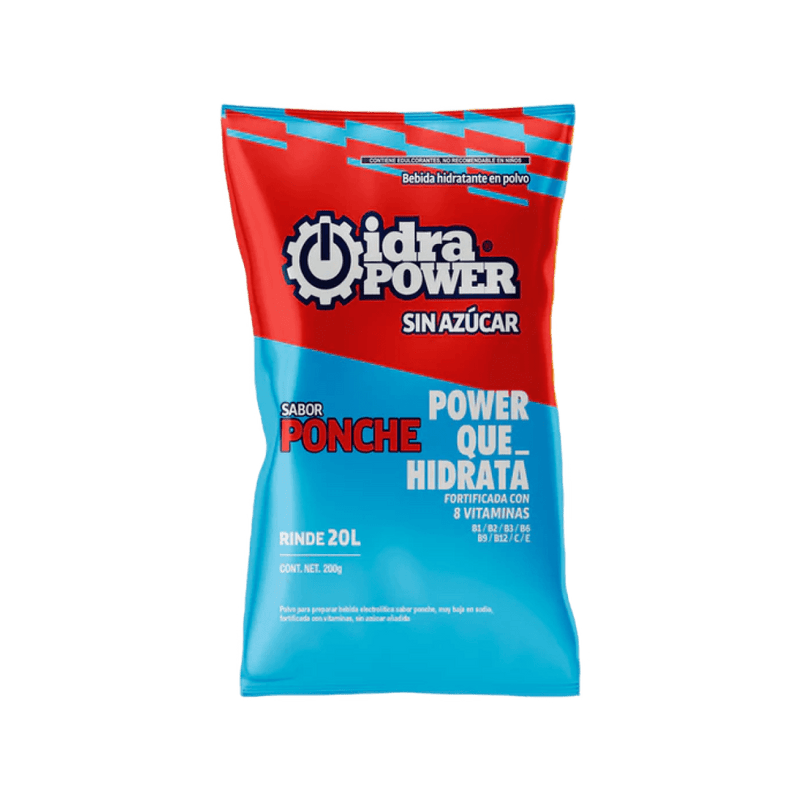 Bebida Hidratante Idrapower Sin Azúcar, 200gr - Rinde 20 Litros - Sabor a Seleccionar - DIBAMEX