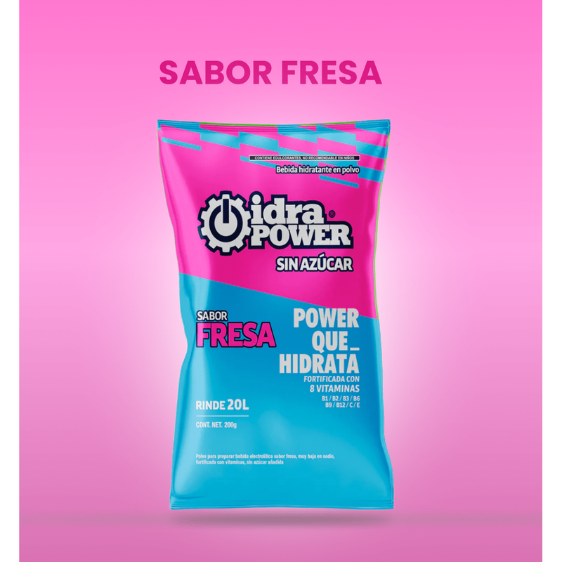 Bebida Hidratante Idrapower Sin Azúcar, 200gr - Rinde 20 Litros - Sabor a Seleccionar - DIBAMEX