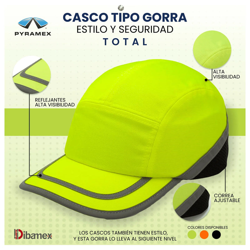 Casco De Seguridad Tipo Gorra Beisbol Lima Hi-vis - Pyramex Hp50031