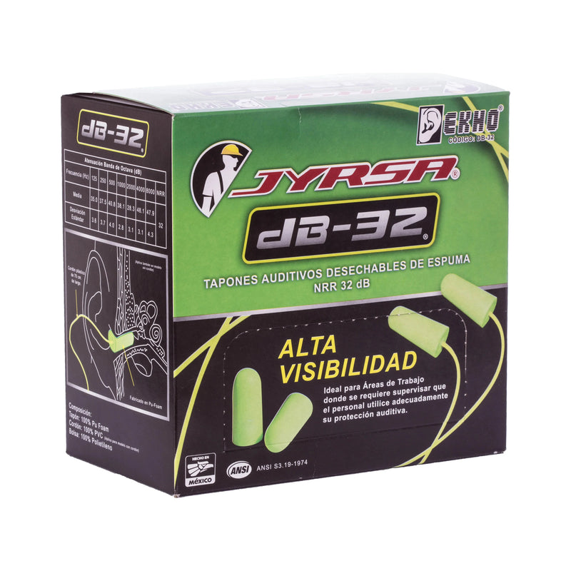 Tapones Auditivos Jyrsa DB-32CJ con Cordón - Reducción de 32dB - Caja con 100 pares