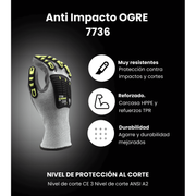 Guantes Anti Impacto OGRE CR Resistente al corte nivel 3 con palma de Nitrilo - Cordova Safety 7736 - DIBAMEX