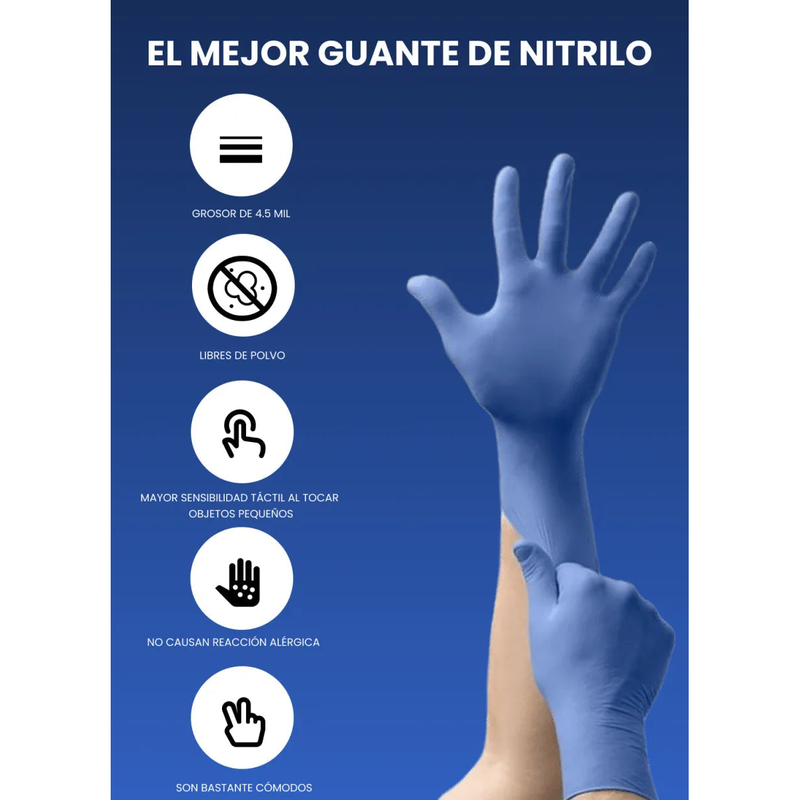 Guantes de Nitrilo Sin Polvo 4.5 mil Grosor Life Guard Sanitex 6390 - DIBAMEX