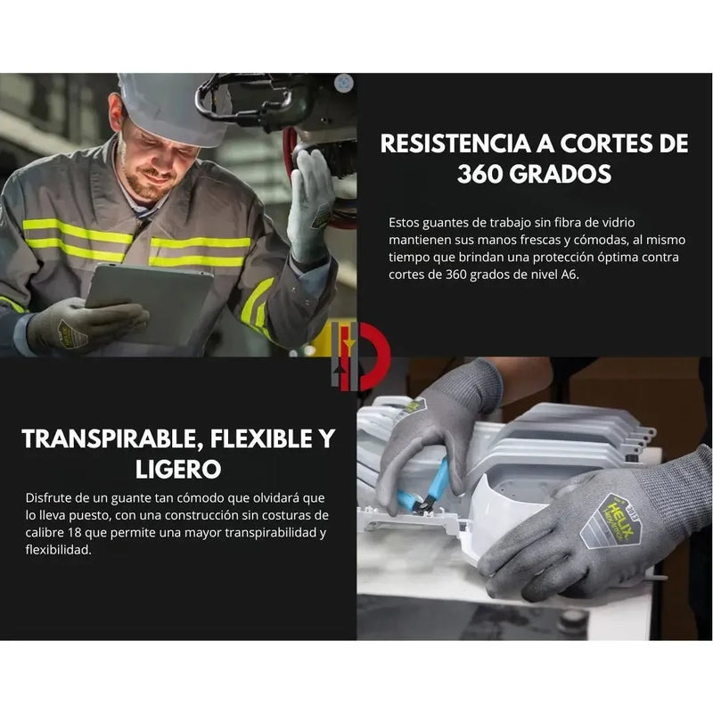 Guantes HexArmor Helix® 3013 Nivel A6 de Corte - Palma Poliretano - DIBAMEX