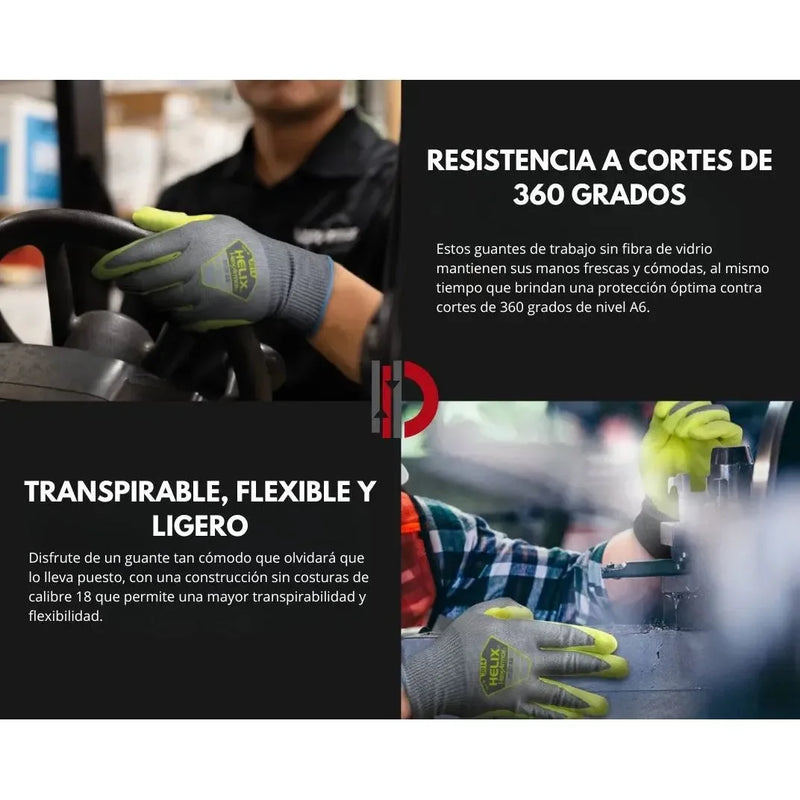 Guantes HexArmor Helix® 3014 con Protección Nivel A6 y Palma de Nitrilo Arenso - DIBAMEX