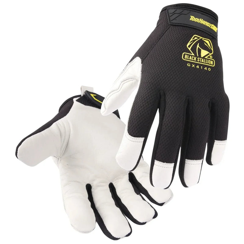 Guantes ToolHandz CORE de Palma de Piel de Res - Black Stallion GX4140-BW - DIBAMEX