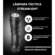 Lámpara de Mano Táctica Streamlight PROTAC 2.0 recargable, 2,000 Lúmenes - 89000 - DIBAMEX
