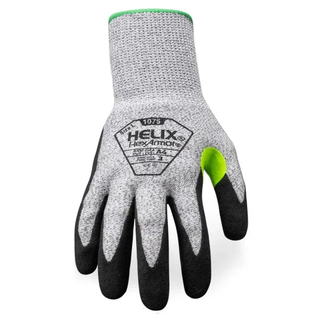 Guantes HexArmor Helix® 1075 – Palma Nitrilo Arenoso, Corte A4