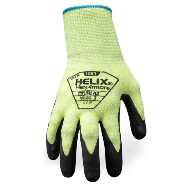 Guantes HexArmor Helix® 1081 – Palma Nitrilo Espumoso, Corte A2, Táctiles