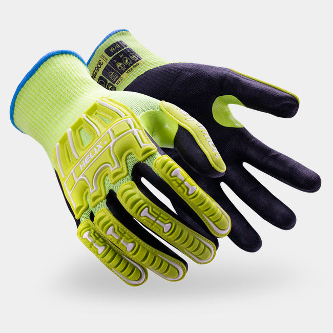 Guantes Resistentes al Corte A9 Anti-Impacto Nivel 2 Alta Visibilidad — HexArmor Helix 3062IMP