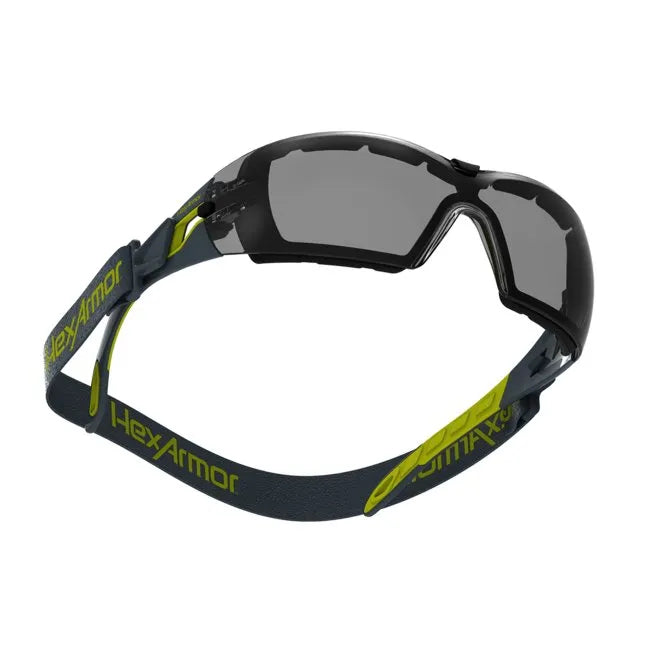 Lentes de Seguridad con Foam y Correa Ajustable, Mica Gris - HexArmor MX200G - DIBAMEX